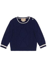 Gucci Kids logo-stitch cotton jumper - Blu