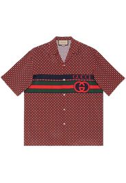 Gucci geometric houndstooth-print bowling shirt - Rosso