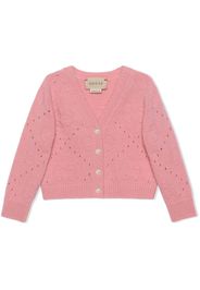 Gucci Kids Cardigan GG traforato - Rosa