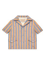 Gucci Kids embroidered-logo striped shirt - Arancione