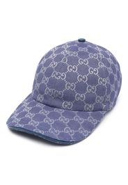 Gucci GG-canvas leather baseball cap - Blu
