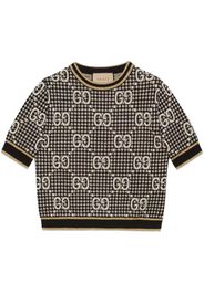 Gucci GG-monogram jacquard short-sleeve top - Nero