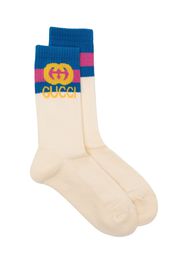 Gucci Kids Web-stripe-trim logo-knit socks - Toni neutri