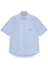 Gucci striped logo-embroidered cotton shirt - Blu