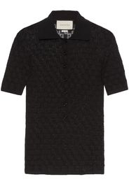 Gucci monogram-pattern silk-cotton polo shirt - Nero