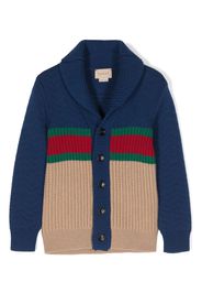 Gucci Kids button-up ribbed wool cardigan - Blu