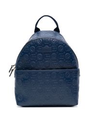 Gucci Kids embossed logo-print leather backpack - Blu