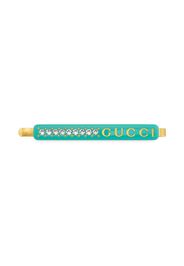 Gucci logo-print crystal-embellished hair clip - Verde