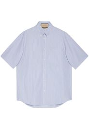 Gucci Camicia a righe con ricamo - Blu