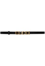 Gucci logo-buckle thin leather belt - Nero