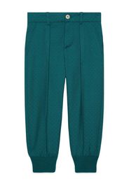 Gucci Kids Pantalone da jogging in lana con G Quadro mini - Verde