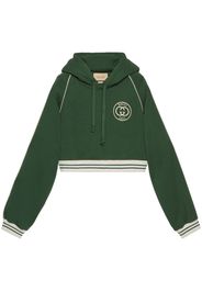 Gucci embroidered-logo cropped hoodie - Verde