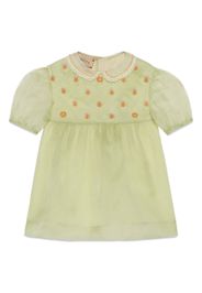 Gucci Kids floral-embroidery silk organza dress - Verde