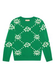 Gucci Kids GG UFO-intarsia wool jumper - Verde