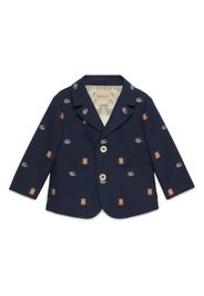 Gucci Kids logo-embroidered single-breasted blazer - Blu