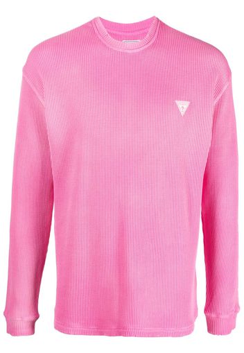 GUESS USA logo-patch waffle-knit jumper - Rosa