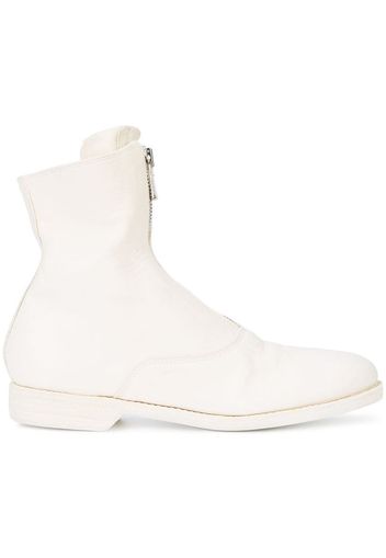 front-zipped fitted boots