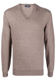 Hackett ribbed-knit V-neck sweater - Marrone