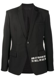 slogan-print single-breasted blazer