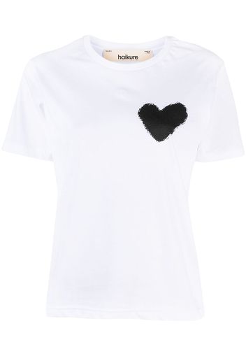 Haikure heart print cotton T-shirt - Bianco