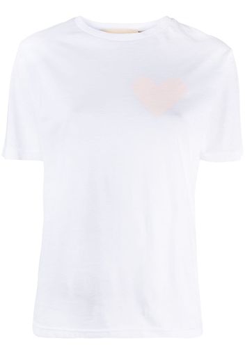 Haikure heart print cotton T-shirt - Bianco