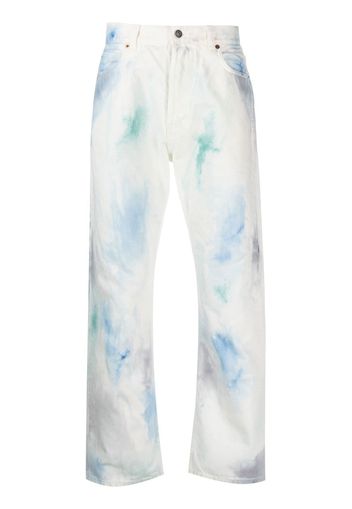 Haikure watercolour-effect straight-leg trousers - Bianco