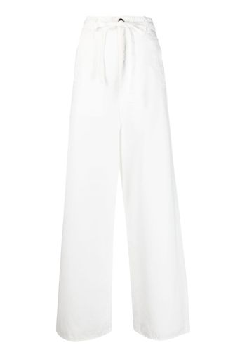 Haikure cotton wide-leg trousers - Bianco