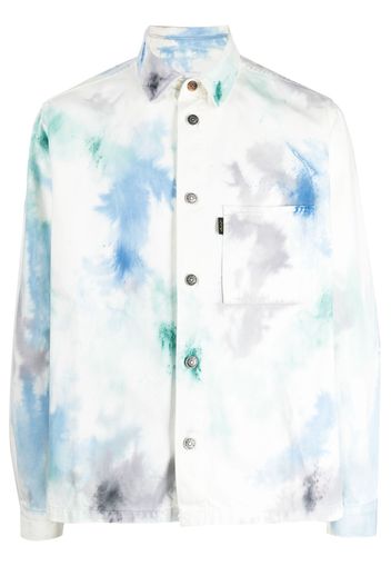 Haikure paint-splatter print cotton shirt - Blu