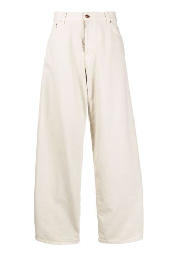 Haikure high-waist wide-leg cotton trousers - Toni neutri