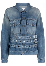 Haikure belt-detail denim jacket - Blu