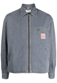 Haikure striped zipped cotton shirt jacket - Blu