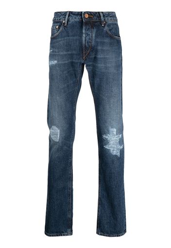 Hand Picked distressed straight-leg keans - Blu