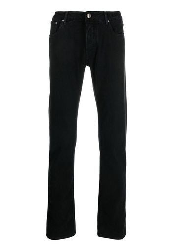 Hand Picked embroidered-logo slim-cut jeans - Nero