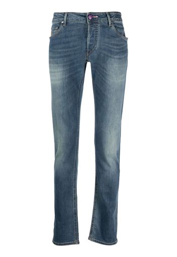 Hand Picked logo-patch straight leg jeans - Blu