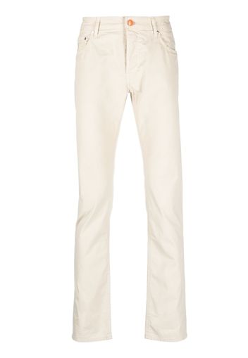 Hand Picked stretch-cotton straight-leg trousers - Toni neutri