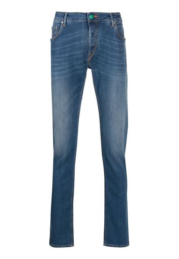 Hand Picked logo-patch straight-leg jeans - Blu