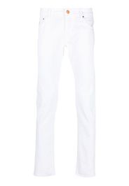 Hand Picked slim-cut logo patch jeans - Bianco