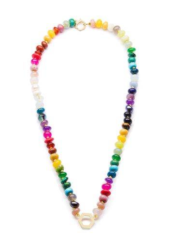 Harwell Godfrey 18kt yellow gold rainbow gemstone beaded necklace - Multicolore