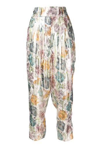 Hayley Menzies Shimmering Bonita Silk Jacquard Tailored Trousers - Multicolore