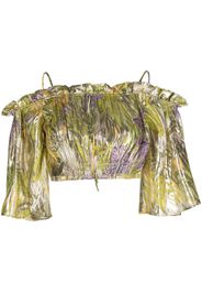 Hayley Menzies metallic printed off-shoulder top - Verde