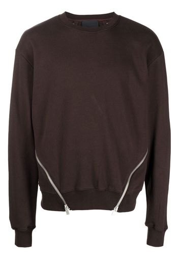 HELIOT EMIL zip-details cotton sweatshirt - Marrone