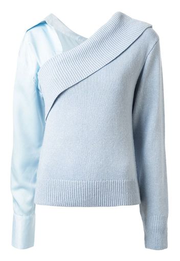 off shoulder detachable sleeve sweater