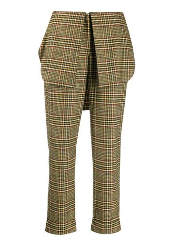 checked foldover-waistband trousers