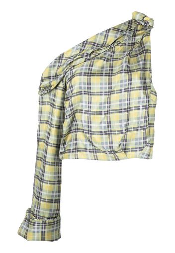 Hellessy checked one-shoulder blouse - Verde
