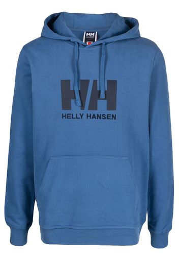 Helly Hansen logo-print organic-cotton hoodie - Blu