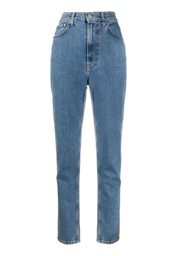 high-rise tapered jeans