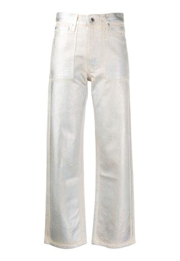 metallic straight-leg jeans