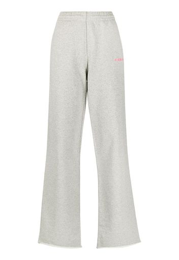 embroidered-logo flared trousers