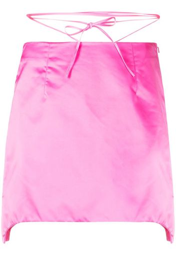 self-tie waist satin mini skirt