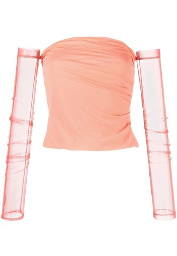 Helmut Lang sheer off-the-shoulder top - Rosa